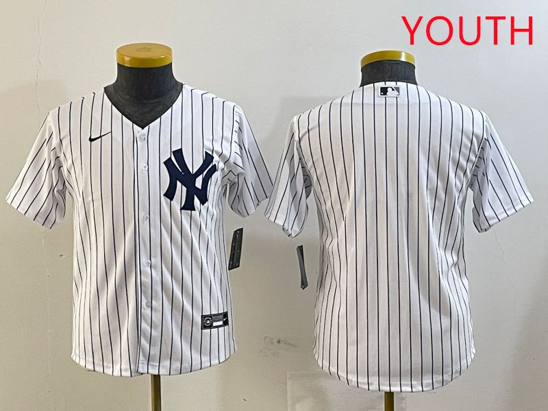 Youth New York Yankees Blank White Stripe Game 2025 Nike MLB Jersey style 11